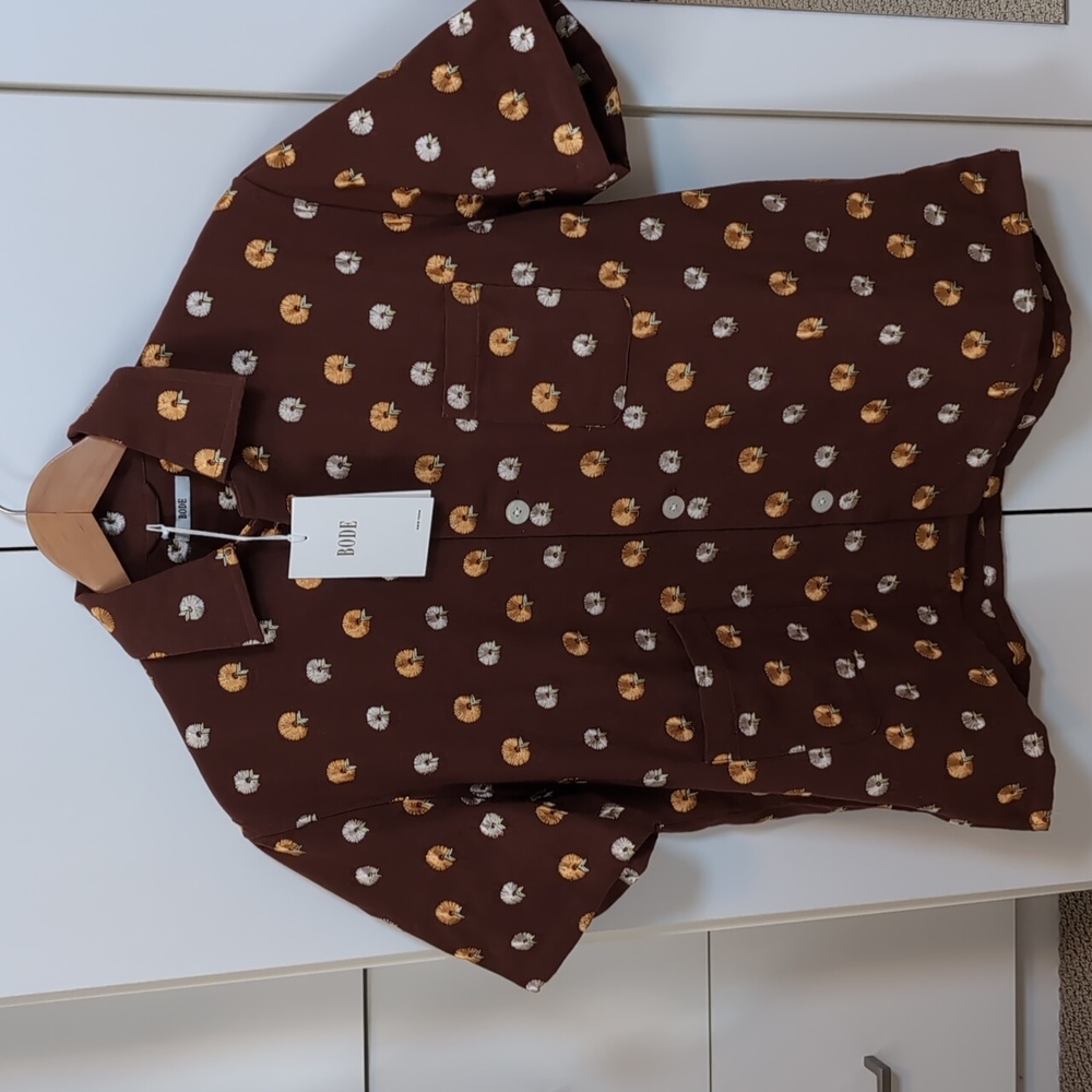Bode Marigold Embroidered Shirt Mens S/M
